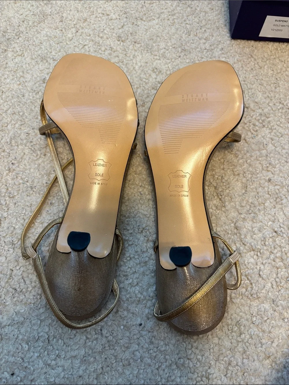 Stuart Weitzman Metallic Gold Strappy Heeled Sandals